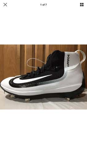 Nike Baseball Metal Cleats Size 13 White Huarache High Top Spikes Shoes