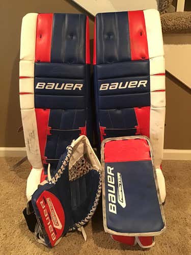 Bauer Reactor 6000 Goalie Leg Pads Glove Blocker Full Set Senior 34+2 Vintage Style Set