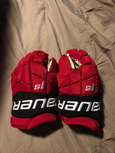 Pro Stock NJ Devils Bauer 1S Gloves Size 14 (Patrick Maroon)