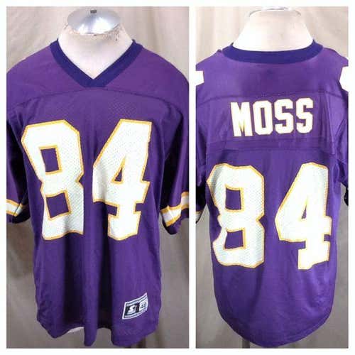 VINTAGE STARTER RANDY MOSS #84 (48/LARGE) MINNESOTA VIKINGS GRAPHIC NFL FOOTBALL JERSEY