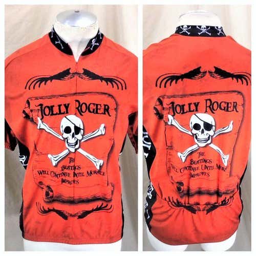 WORLD JERSEYS JOLLY ROGER PIRATE "SKULL & CROSSBONES" (XL) 3/4 ZIP UP GRAPHIC CYCLING JERSEY