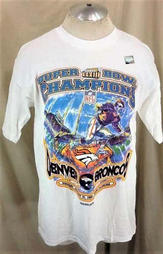 VINTAGE 1999 STARTER DENVER BRONCOS SUPER BOWL CHAMPIONS XXXIII (LARGE) RETRO GRAPHIC NFL SHIRT