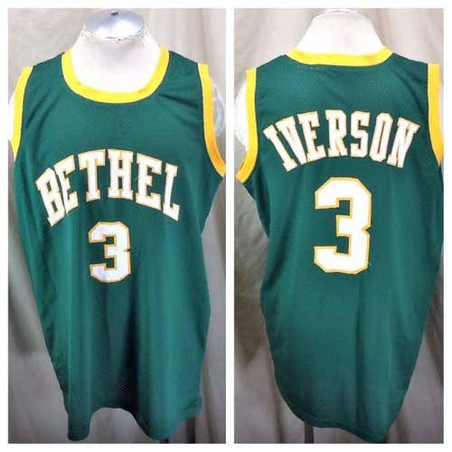 VINTAGE ALLEN IVERSON #3 BETHEL HIGH SCHOOL (2XL) RETRO STITCHED BASKETBALL JERSEY GREEN