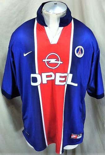 VINTAGE NIKE PSG PARIS ST. GERMAIN (2XL) RETRO FRANCE HOME POLYESTER KIT BLUE
