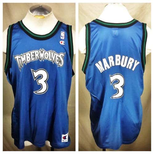 VINTAGE CHAMPION STEPHON MARBURY #3 MINNESOTA TIMBERWOLVES (48/LARGE) RETRO NBA BASKETBALL JERSEY