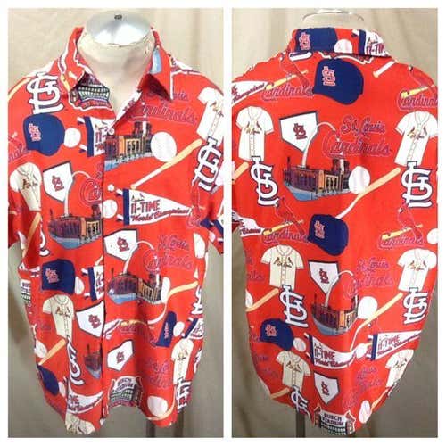 ST. LOUIS CARDINALS "11-TIME WORLD CHAMPS" (XL) MLB BASEBALL HAWAIIAN SHIRT RED