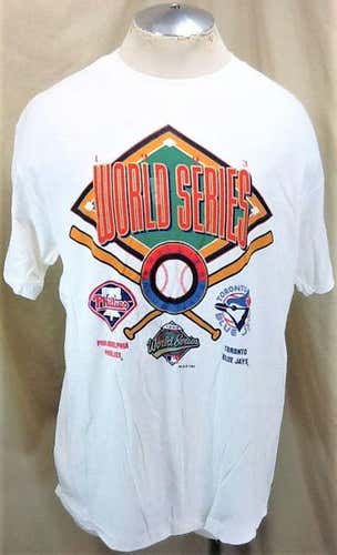 NEW! DEADSTOCK 1993 WORLD SERIES (XL) PHILLIES VS BLUE JAYS MLB GRAPHIC SHIRT