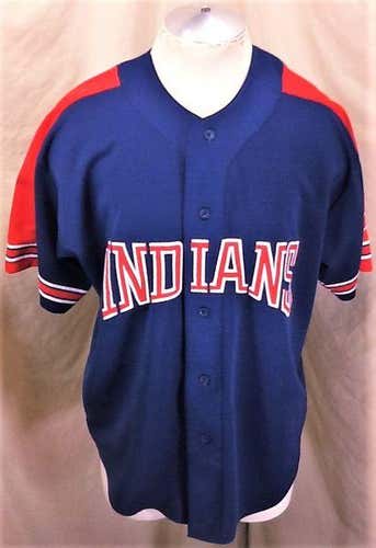 VINTAGE 90'S STARTER CLEVELAND INDIANS (LARGE) RETRO MLB STITCHED BUTTON UP JERSEY