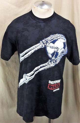 VINTAGE MAZAMBA "DEFENSE RULES" (LARGE) GOALIE BONES GRAPHIC WORLD CUP SOCCER T-SHIRT