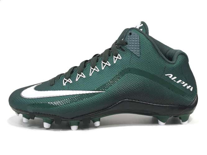 New Nike Alpha Pro 2 TD 3/4 Mid Men's Football Cleats sz 10.5 Forest Green White Black 719927-310