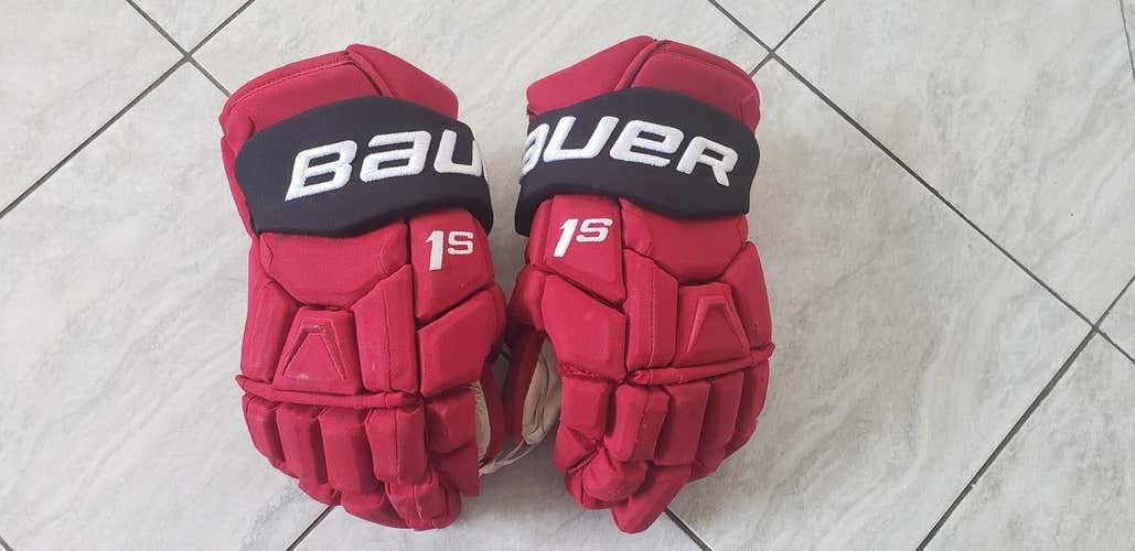Bauer 1s NJD game used gloves, 14"