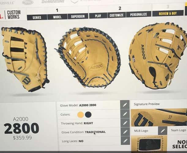 University Of Arizona College Issue, custom 1b Glove