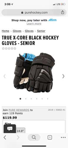 Brand New True XCore “14” Gloves