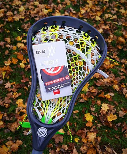 Maverik Tank U Lacrosse Head Hand Strung w/ STX Memory Mesh & USA Made String and Shooters