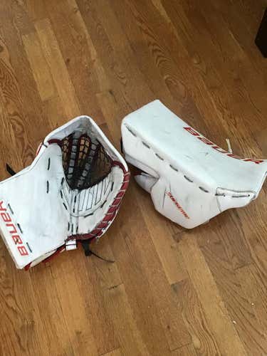 NHL Pro Stock Custom Bauer Supreme 1S Goalie Glove & Blocker Regular Senior