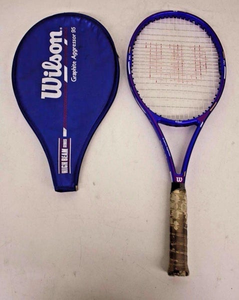 Vintage Wilson Graphite Aggressor 95 Midsize Tennis Racquet w/4 5/8" Grip & Case