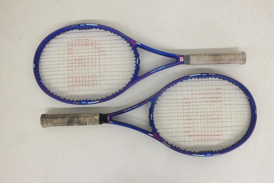 2-Wilson Graphite Aggressor Series 95 Sq In Tennis Racquet 4 3/8" & 4 5/8" Grips