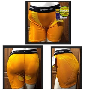 Compression Sliding Shorts Gold NWT Champro Contour Fit Women's Size Medium BPS7