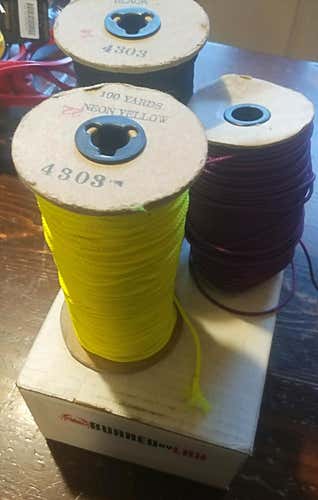 3 Spools of Lacrosse Sidewall, Black, Purple, Neon Yellow