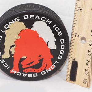 LONG BEACH ICE DOGS HOCKEY PUCK MULTI-COLOR LOGO OFFICIAL MINOR HOCKEY STYLE #3