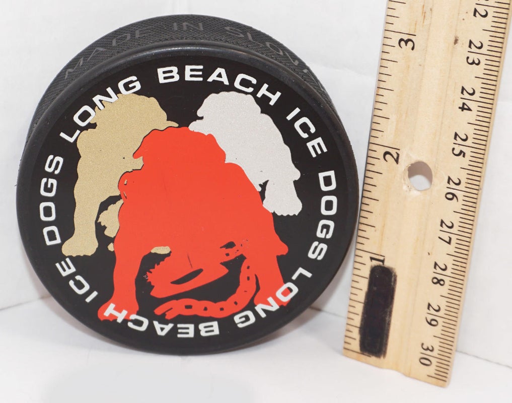LONG BEACH ICE DOGS HOCKEY PUCK MULTI-COLOR LOGO OFFICIAL MINOR HOCKEY STYLE #3