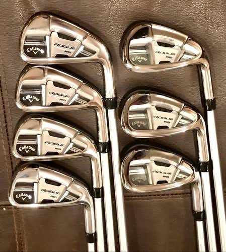 Callaway Rogue Pro Iron Set, 4-PW, Custom KBS Tour Satin Steel Shafts, Still Flex MINT!