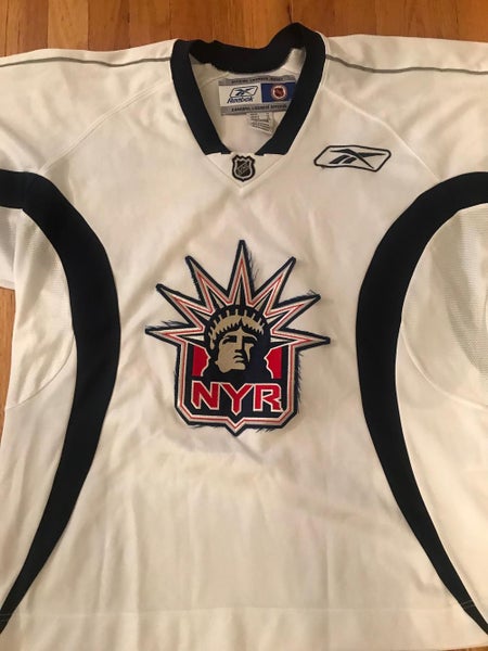 Used Reebok Pro Stock New York Rangers White Liberty Logo Practice Jersey Size XL