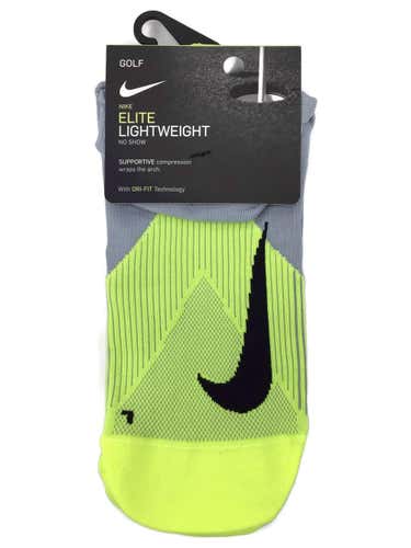 New Nike Elite Lightweight No Show Golf Socks Mens 10-11.5/Wmns 11.5-13 Volt Grey Black SG0797-012