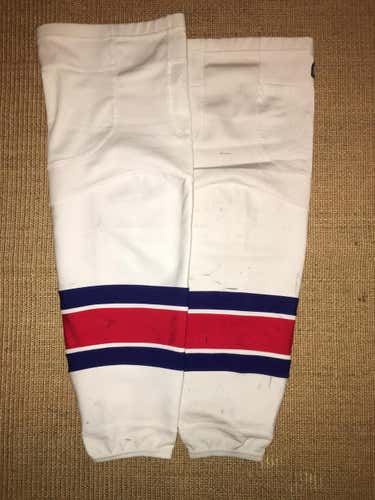 Pro Stock Game Worn Reebok Edge AHL Rochester Americans Amerks Socks White L