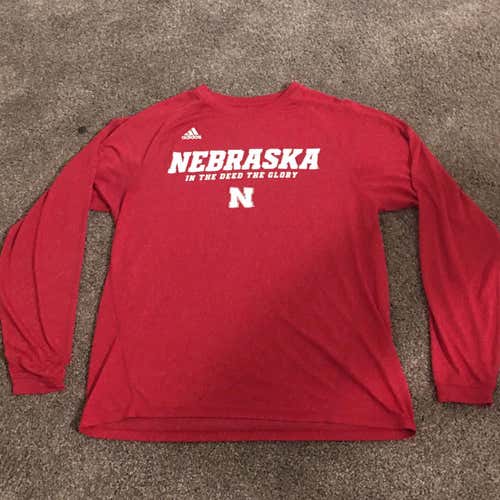 Nebraska Huskers Adidas CLIMALITE Loose/Light Red Long Sleeve Shirt - X-Large