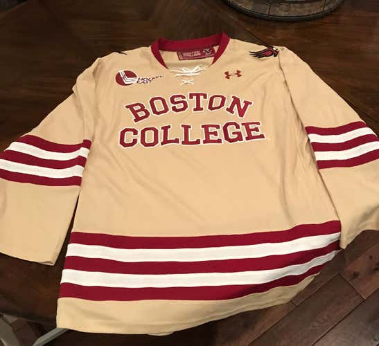 Under armpit Boston College Eagles Gold Hockey Jersey Stitched
