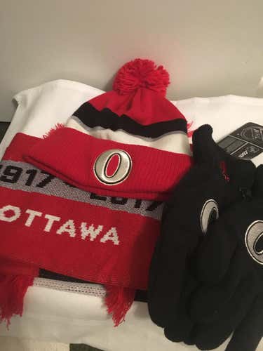 Adidas Ottawa Senators Centennial  hat, mitts, and scarf