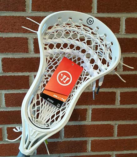 New Warrior Burn X Lacrosse Head Hand Strung w/ USA Made Semi Soft Mesh w/ Mid Pocket & FireThreads