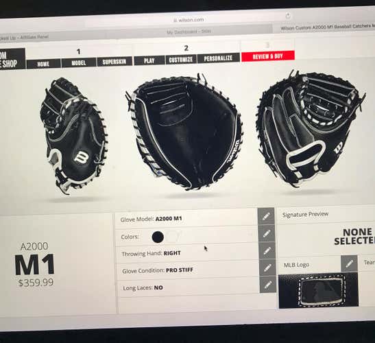 University Of Arizona Issue A2000 Catchers Glove (not Custom)