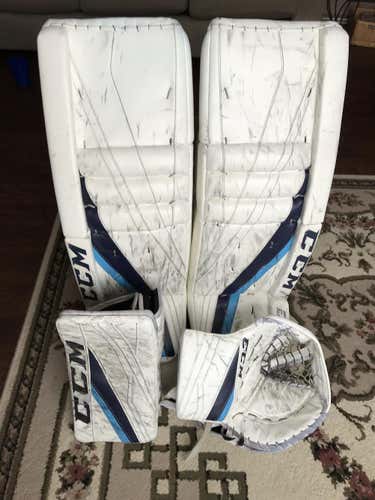 QMJHL Pro Return CCM Eflex 3 Goalie Pads, Gloves, and Blocker - 34+2