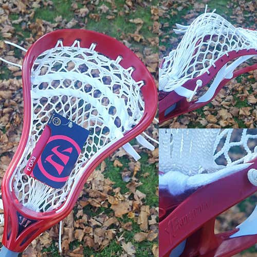 NEW Warrior Evo 3X Lacrosse Head Strung w/ USA MADE Semi Soft Mesh w/ Mid Pocket