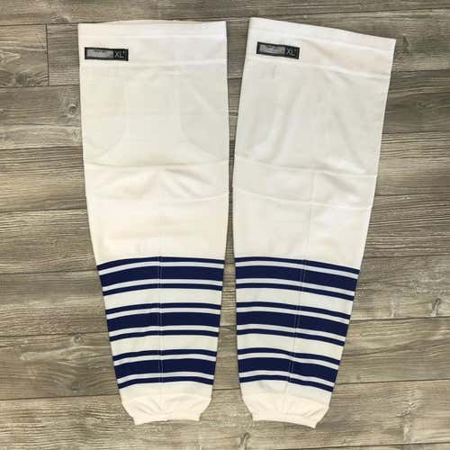 NEW! REEBOK SX100 HOCKEY GAME SOCKS TORONTO MAPLE LEAFS XL+ PRO STOCK MIC AWAY