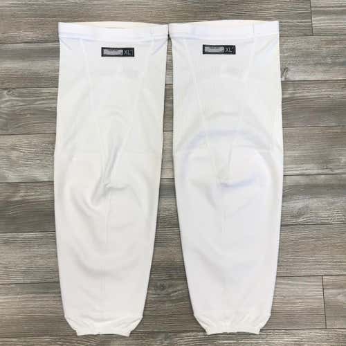 NEW! REEBOK SX100 HOCKEY SOCKS PLAYER PRACTICE SOCKS XL+ WHITE PRO STOCK MIC