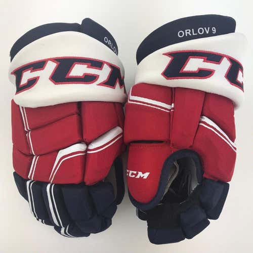 NEW! CCM QUICK LIGHT WASHINGTON CAPITALS NHL PRO STOCK HOCKEY GLOVES 14" ORLOV