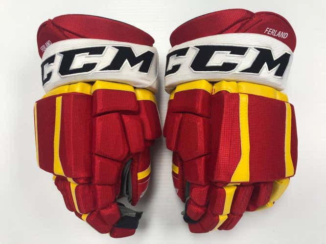 NEW! CCM CL CALGARY FLAMES RETRO NHL PRO STOCK HOCKEY GLOVES 14" PLAYER