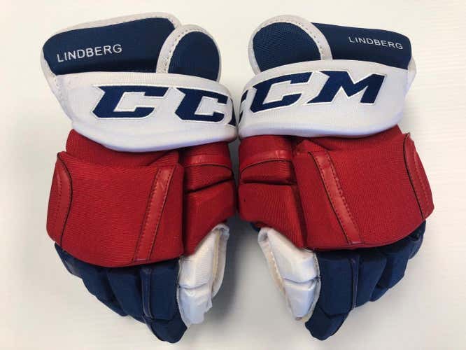 NEW! CCM NEW YORK RANGERS NHL PRO STOCK HOCKEY PLAYER GLOVES 13" HG10KN LINDBERG
