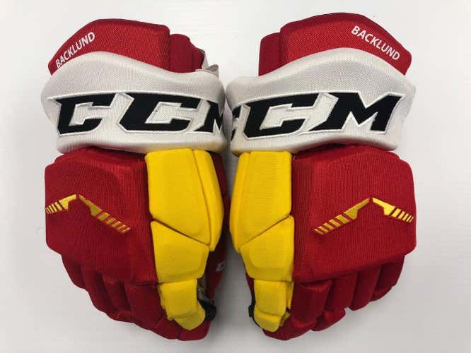 NEW! CCM HGTK CALGARY FLAMES RETRO NHL PRO STOCK HOCKEY GLOVES 14" BACKLUND