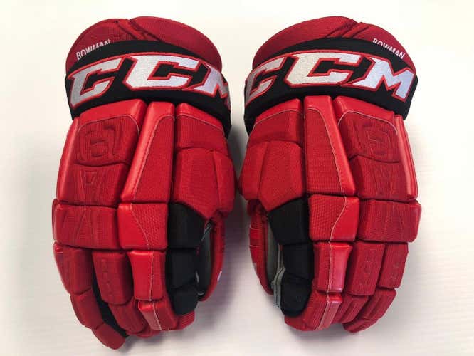 NEW! CCM CAROLINA HURRICANES NHL PRO STOCK HOCKEY PLAYER GLOVES 14" CL BOWMAN