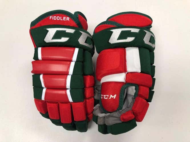 NEW! CCM NEW JERSEY DEVILS RETRO NHL PRO STOCK HOCKEY PLAYER GLOVES 14" FIDDLER