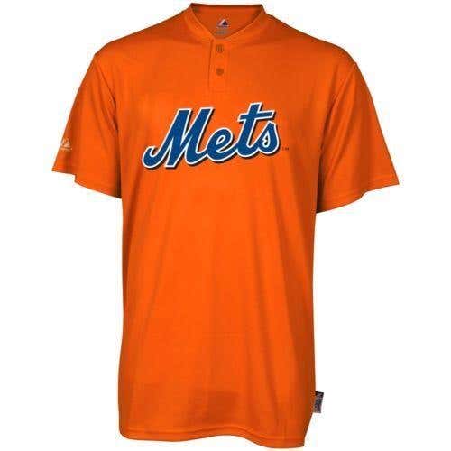 MLB New York Mets Majestic Men's Cool Base 2 Button Blank Replica Jersey Shirt ADULT XXL