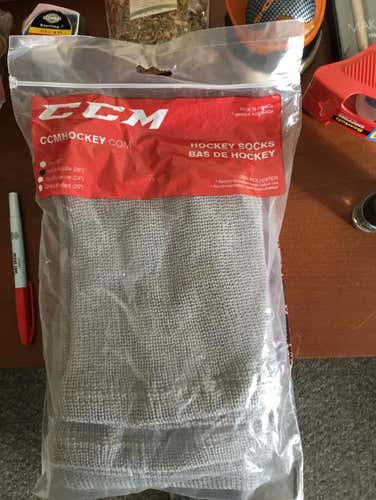 Adult 28” CCM New Gray Hockey Socks