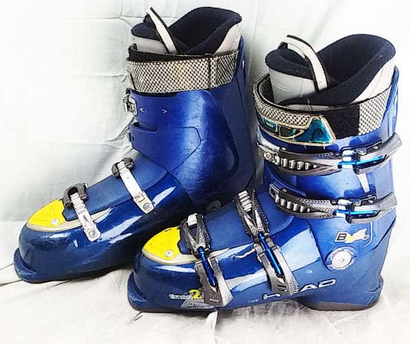 Head BYS HP Ezon 2 Ski Boots Mondo 29.5 / Mens 11.5 - Blue/Silver/Yellow - USED