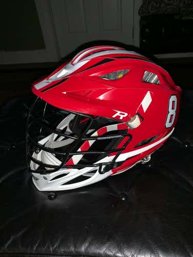 Red and White Cascade R Helmet With Black Face mask. Saving For Buyer