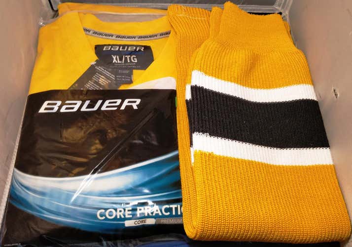 New Bauer Senior XL Practice Jersey (Yellow) and Knit Socks Yellow/Black
