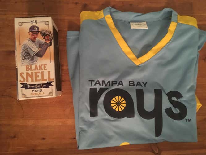 Blake Snell Bobblehead And Throwback Jersey- Tampa Bay Rays- Brand New